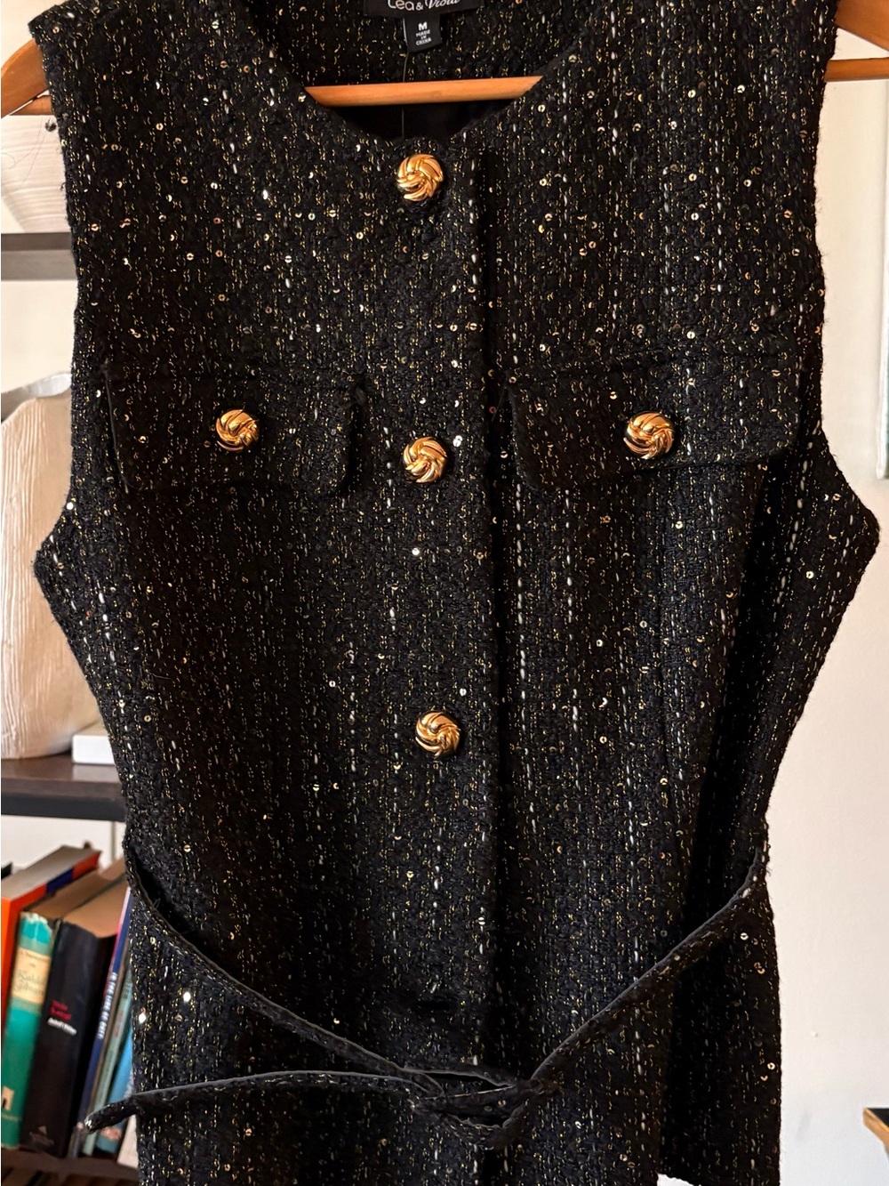 Lea & Viola Black Tweed Jacket with Gold Buttons